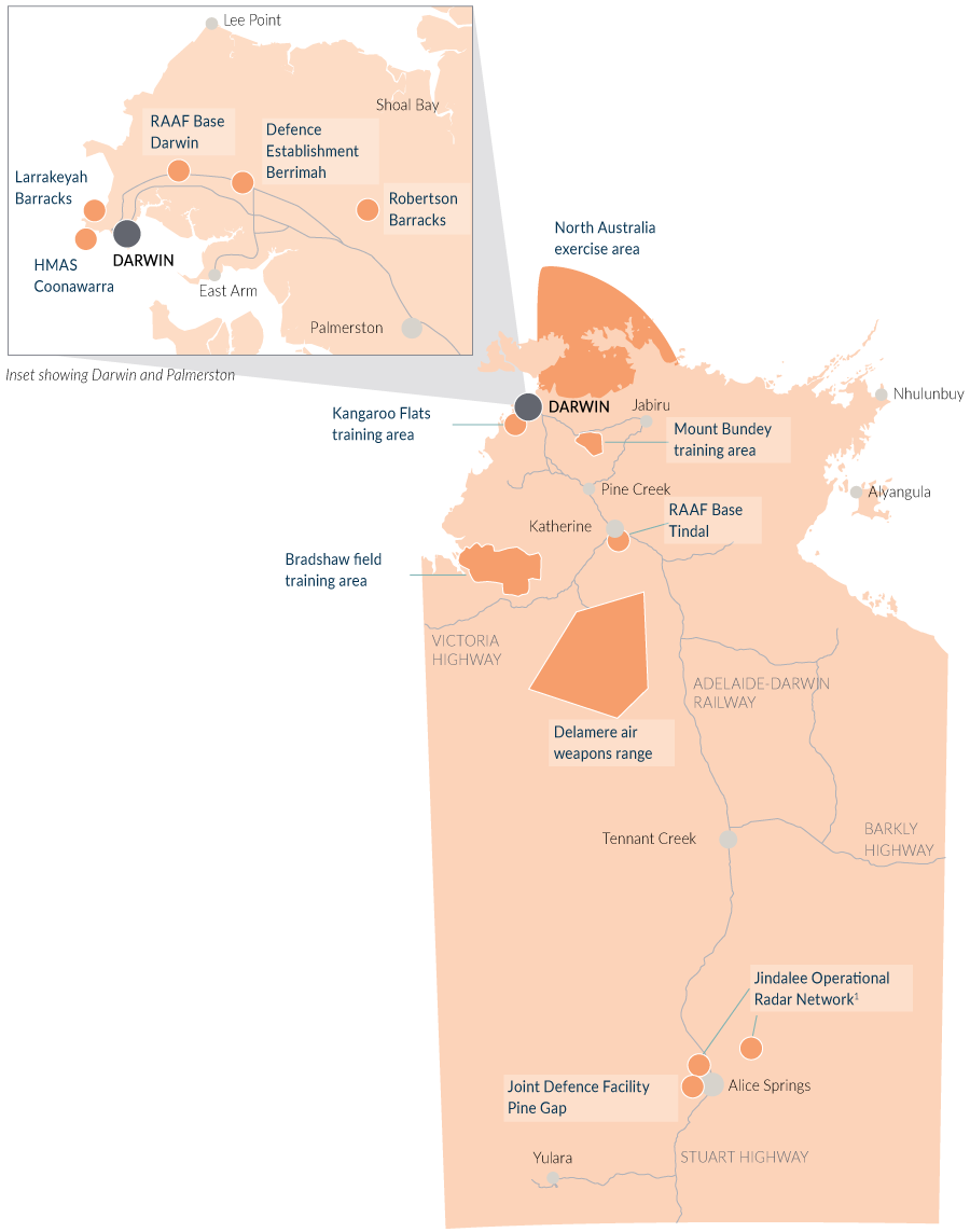 Map 3: Major defence sites in the Territory